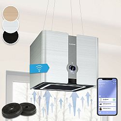 Klarstein Futurelight Smart, digestoř, 42 cm, ostrůvková, 420 m³/h, LED, nerezová ocel, černá