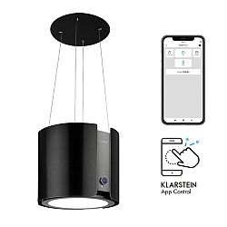 Klarstein Skyfall Smart, digestoř, 45 cm, ostrůvková, 402 m³/h, LED, nerezová ocel, černá